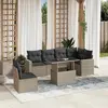 Image de vidaXL Salon de jardin avec coussins 7 pcs gris clair résine tressée
