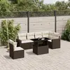Image de vidaXL Salon de jardin avec coussins 7 pcs marron résine tressée