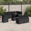 Image de vidaXL Salon de jardin 9 pcs avec coussins noir résine tressée