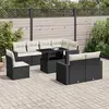 Image de vidaXL Salon de jardin 9 pcs avec coussins noir résine tressée
