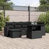 Image de vidaXL Salon de jardin 7 pcs avec coussins noir résine tressée