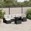 Image de vidaXL Salon de jardin 8 pcs avec coussins noir résine tressée
