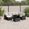 Image de vidaXL Salon de jardin 8 pcs avec coussins noir résine tressée