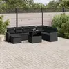 Image de vidaXL Salon de jardin 9 pcs avec coussins noir résine tressée