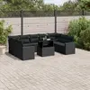 Image de vidaXL Salon de jardin 10 pcs avec coussins noir résine tressée