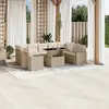 Image de vidaXL Salon de jardin avec coussins 10 pcs beige résine tressée