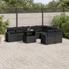 Image de vidaXL Salon de jardin 10 pcs avec coussins noir résine tressée