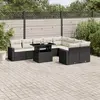 Image de vidaXL Salon de jardin 10 pcs avec coussins noir résine tressée
