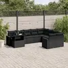 Image de vidaXL Salon de jardin 10 pcs avec coussins noir résine tressée