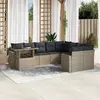 Image de vidaXL Salon de jardin avec coussins 10 pcs gris clair résine tressée