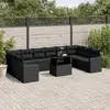 Image de vidaXL Salon de jardin 11 pcs avec coussins noir résine tressée