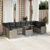Image de vidaXL Salon de jardin 11 pcs avec coussins gris clair résine tressée