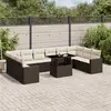 Image de vidaXL Salon de jardin et coussins 11 pcs marron résine tressée