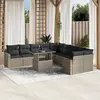 Image de vidaXL Salon de jardin 11 pcs avec coussins gris clair résine tressée