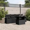 Image de vidaXL Salon de jardin 5 pcs avec coussins noir résine tressée