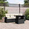Image de vidaXL Salon de jardin 5 pcs avec coussins noir résine tressée