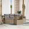 Image de vidaXL Salon de jardin avec coussins 5 pcs beige résine tressée