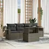 Image de vidaXL Salon de jardin 5 pcs avec coussins gris résine tressée