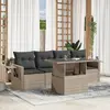 Image de vidaXL Salon de jardin 5 pcs avec coussins gris clair résine tressée