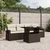 Image de vidaXL Salon de jardin avec coussins 5 pcs marron résine tressée