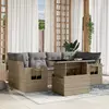 Image de vidaXL Salon de jardin avec coussins 7 pcs beige résine tressée