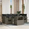 Image de vidaXL Salon de jardin avec coussins 7 pcs gris résine tressée