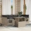 Image de vidaXL Salon de jardin avec coussins 7 pcs gris clair résine tressée