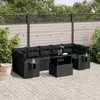 Image de vidaXL Salon de jardin 8 pcs avec coussins noir résine tressée