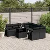 Image de vidaXL Salon de jardin 9 pcs avec coussins noir résine tressée
