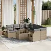 Image de vidaXL Salon de jardin avec coussins 9 pcs beige résine tressée