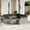 Image de vidaXL Salon de jardin 9 pcs avec coussins gris clair résine tressée
