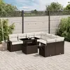 Image de vidaXL Salon de jardin avec coussins 9 pcs marron résine tressée