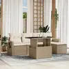Image de vidaXL Salon de jardin avec coussins 6 pcs beige résine tressée