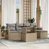 Image de vidaXL Salon de jardin avec coussins 6 pcs beige résine tressée