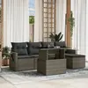 Image de vidaXL Salon de jardin 6 pcs avec coussins gris résine tressée