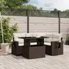 Image de vidaXL Salon de jardin avec coussins 5 pcs marron résine tressée