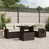 Image de vidaXL Salon de jardin avec coussins 6 pcs marron résine tressée