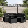 Image de vidaXL Salon de jardin 6 pcs avec coussins noir résine tressée