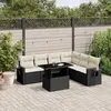 Image de vidaXL Salon de jardin 7 pcs avec coussins noir résine tressée