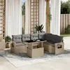 Image de vidaXL Salon de jardin avec coussins 7 pcs beige résine tressée
