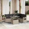 Image de vidaXL Salon de jardin avec coussins 7 pcs gris clair résine tressée