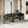 Image de vidaXL Salon de jardin avec coussins 7 pcs gris résine tressée
