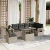 Image de vidaXL Salon de jardin avec coussins 7 pcs gris clair résine tressée