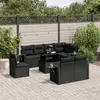 Image de vidaXL Salon de jardin 9 pcs avec coussins noir résine tressée