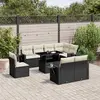 Image de vidaXL Salon de jardin 9 pcs avec coussins noir résine tressée