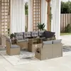 Image de vidaXL Salon de jardin avec coussins 9 pcs beige résine tressée