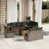 Image de vidaXL Salon de jardin 9 pcs avec coussins gris résine tressée