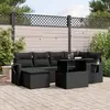 Image de vidaXL Salon de jardin 7 pcs avec coussins noir résine tressée