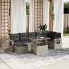 Image de vidaXL Salon de jardin 8 pcs avec coussins gris clair résine tressée