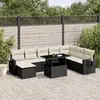 Image de vidaXL Salon de jardin 8 pcs avec coussins noir résine tressée